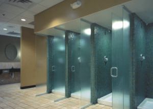 A steamy shower room