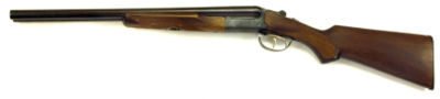 A typical hammerless side-by-side double barrel 12 gauge. Popular with hunters, collectors, and Old West reenactors.